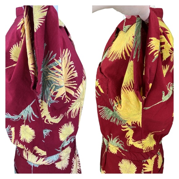 Free People Malibu Red Floral Boho Button Down Romper - Picture 9 of 16